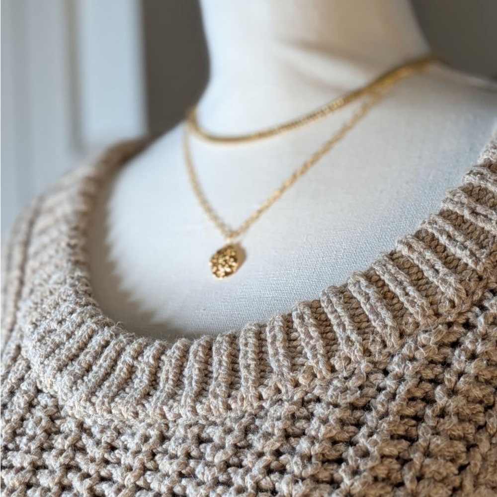 Aerie Oversized Chunky Knit Sweater Beige Tan Size L Cozy Crewneck - Picture 3 of 6